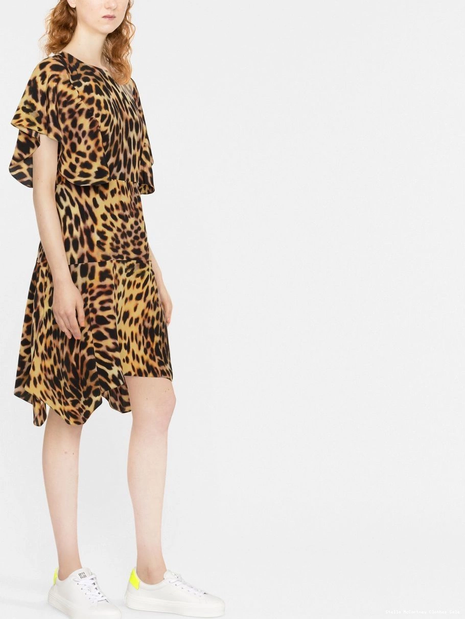 Affordable dress Women Stella leopard-print silk flounce McCartney 0626